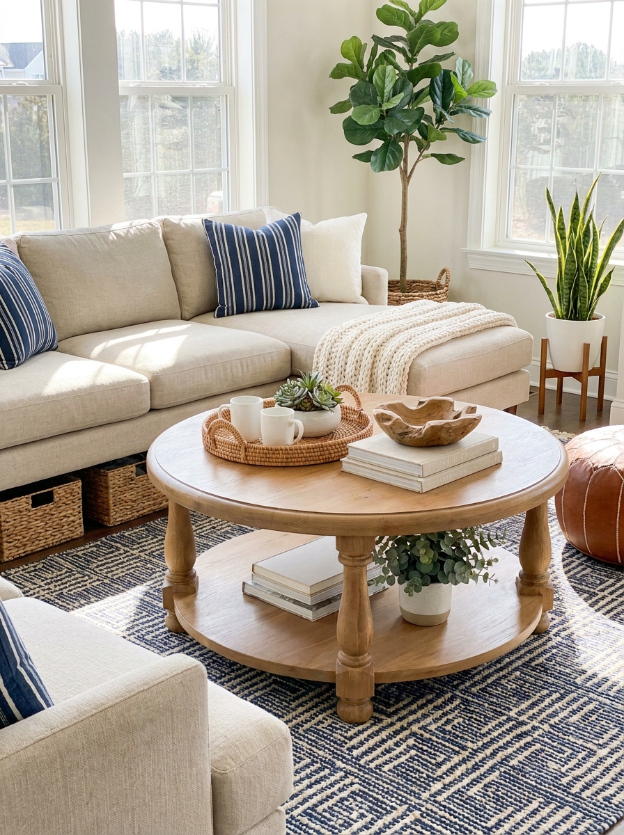 Rounded-Edge Coffee Table That Won't Bruise Tiny Foreheads