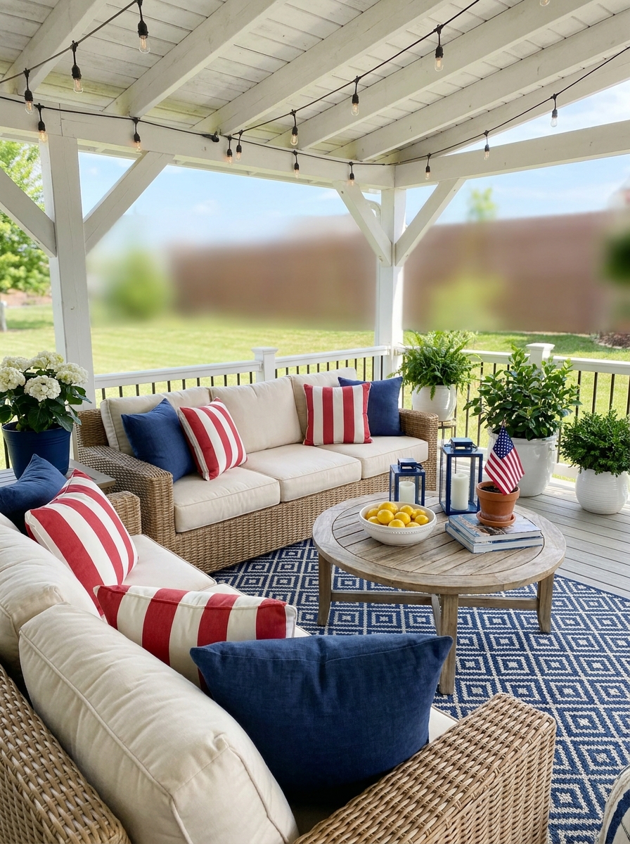 Red and White Striped Outdoor Pillows