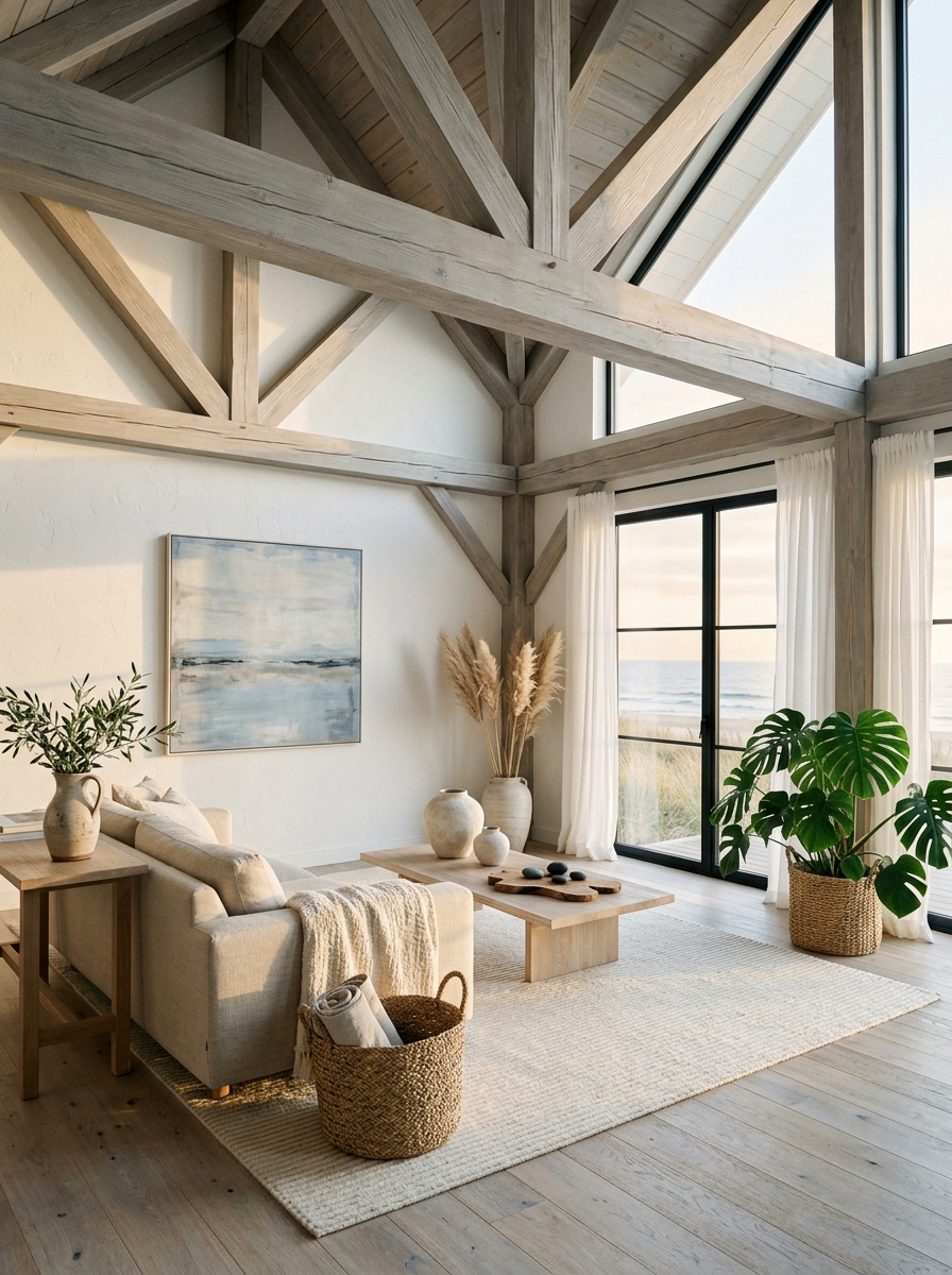 Exposed Ceiling Beams Left Natural