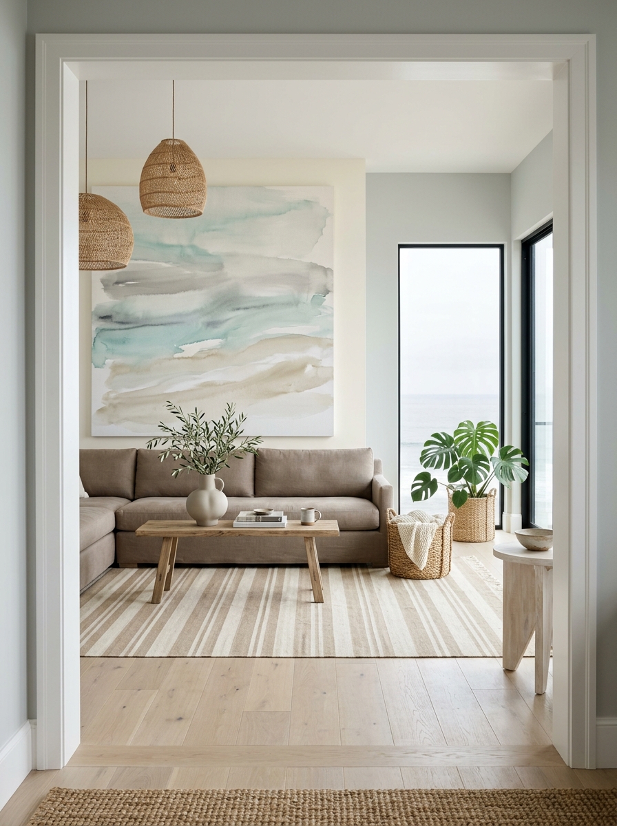Oversized Abstract Art in Ocean Palette