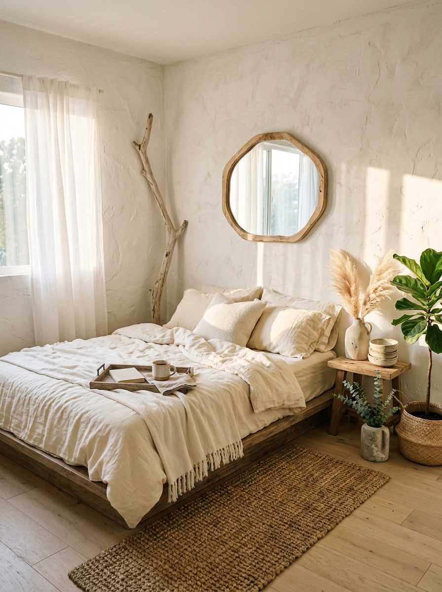 Whitewashed Walls with Textured Plaster Finish
