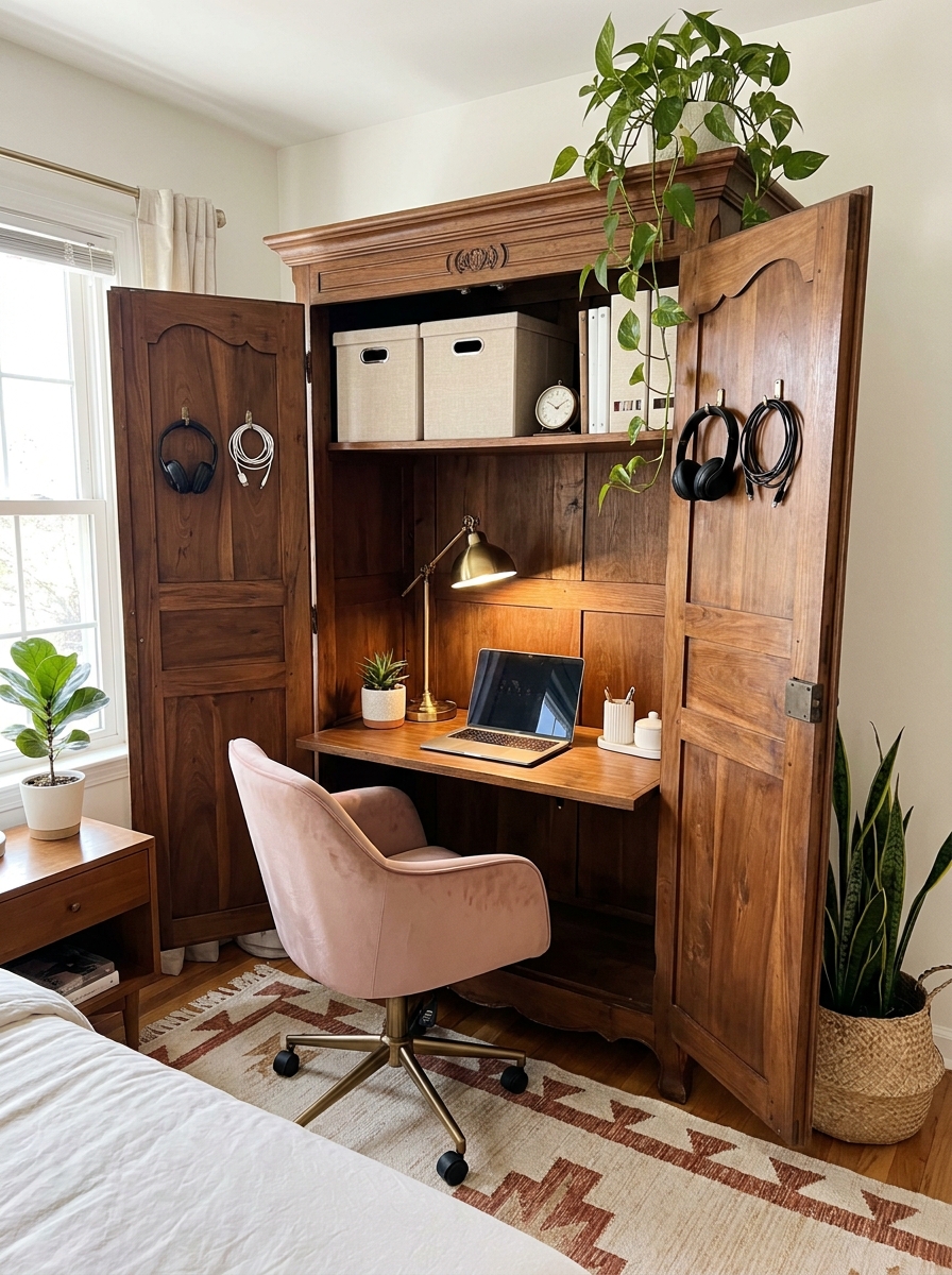 The Armoire Office That Hides Everything Behind Doors