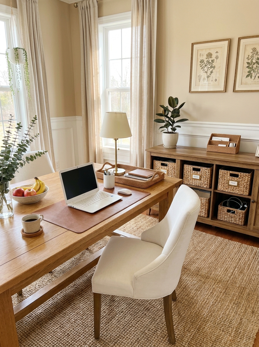 The Dining Table Dual-Purpose Desk with Pretty Storage Nearby