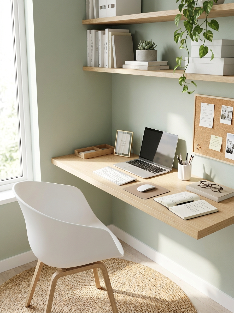 The Wall-Mounted Shelf Desk with No Legs