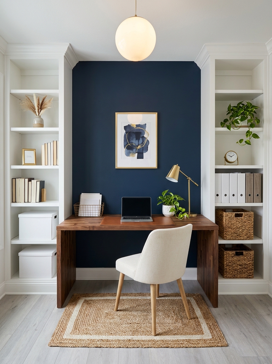 The Built-In Desk Nook Between Shelves