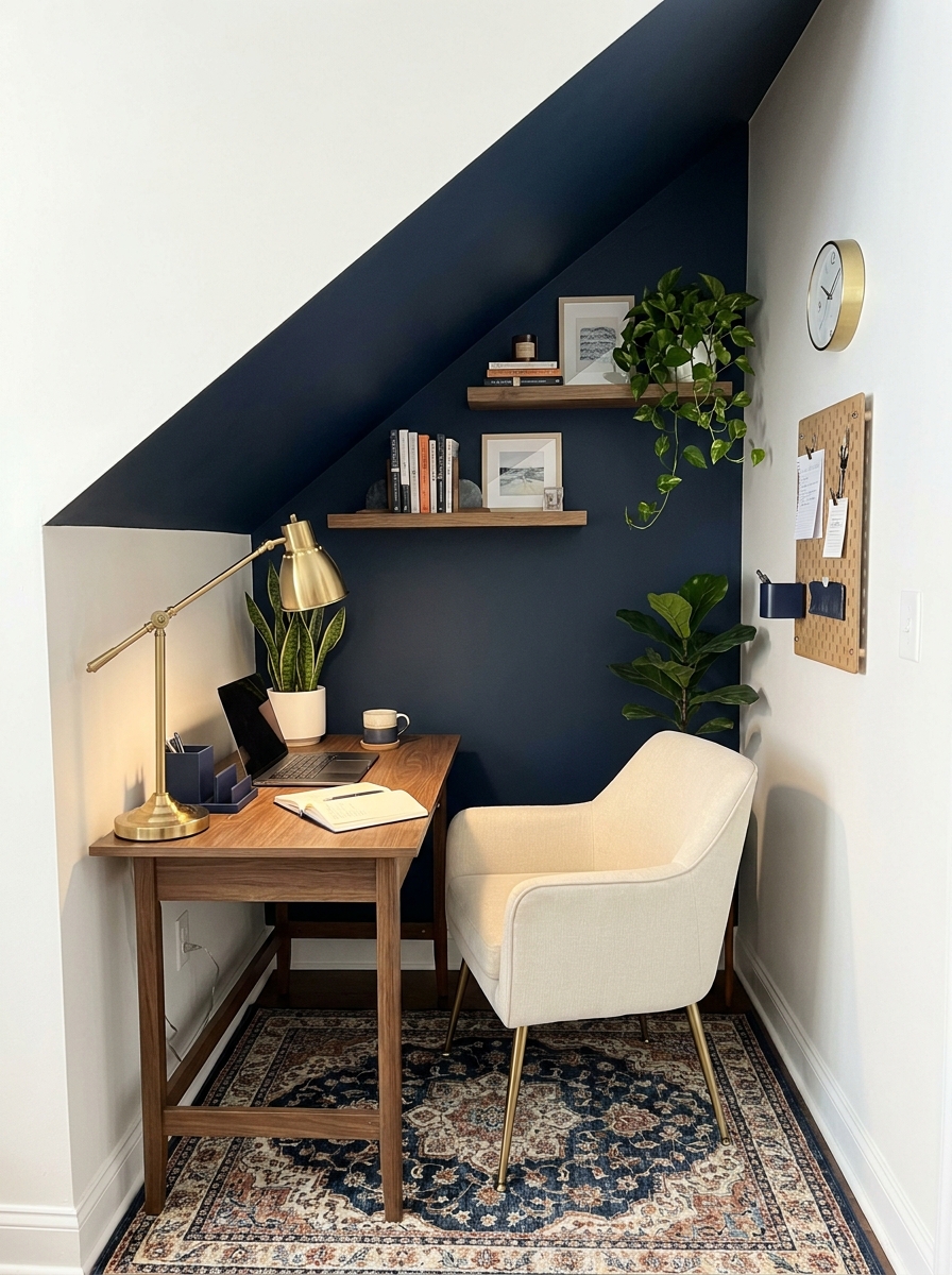 The Under-Stairs Office with Slanted Ceiling Charm