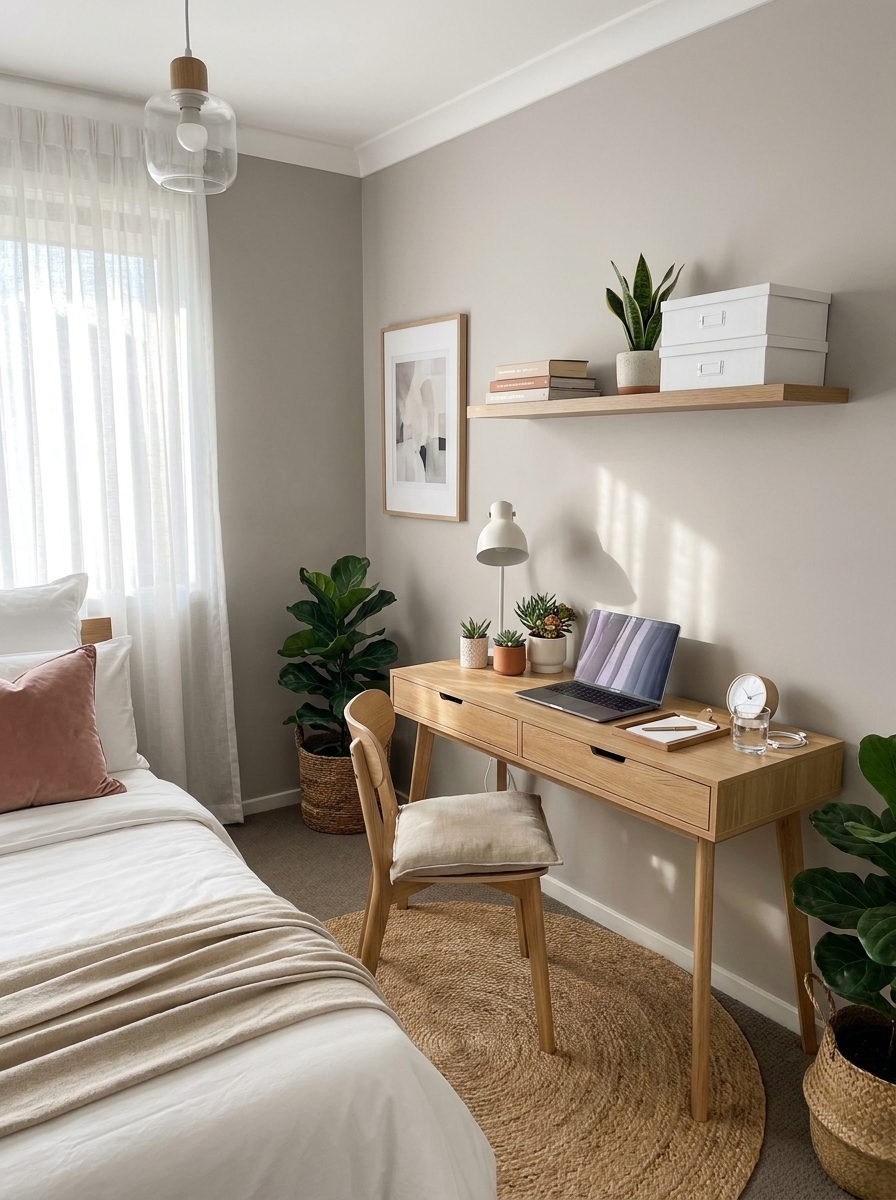 The Dual-Purpose Guest Room Desk Along the Wall