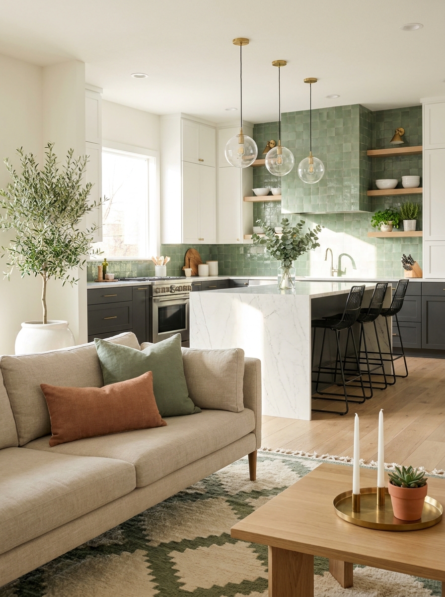 Use Your Kitchen Backsplash as Living Room Artwork