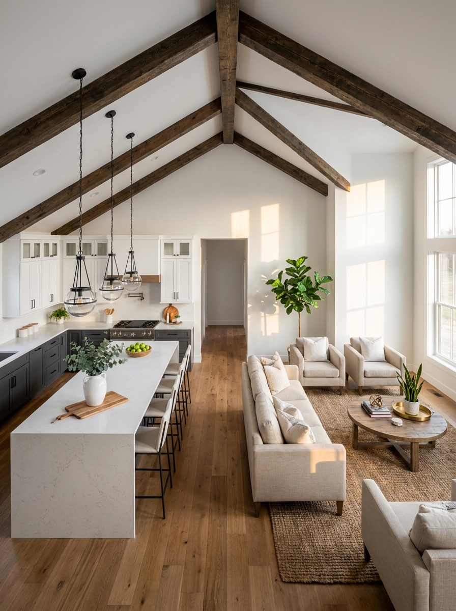 Carry Your Ceiling Treatment Across Both Zones