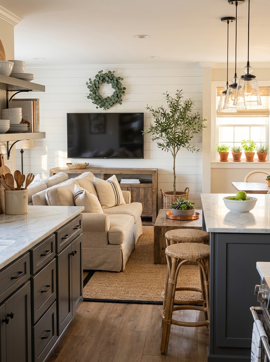 Position Your TV to Be Viewed from the Kitchen
