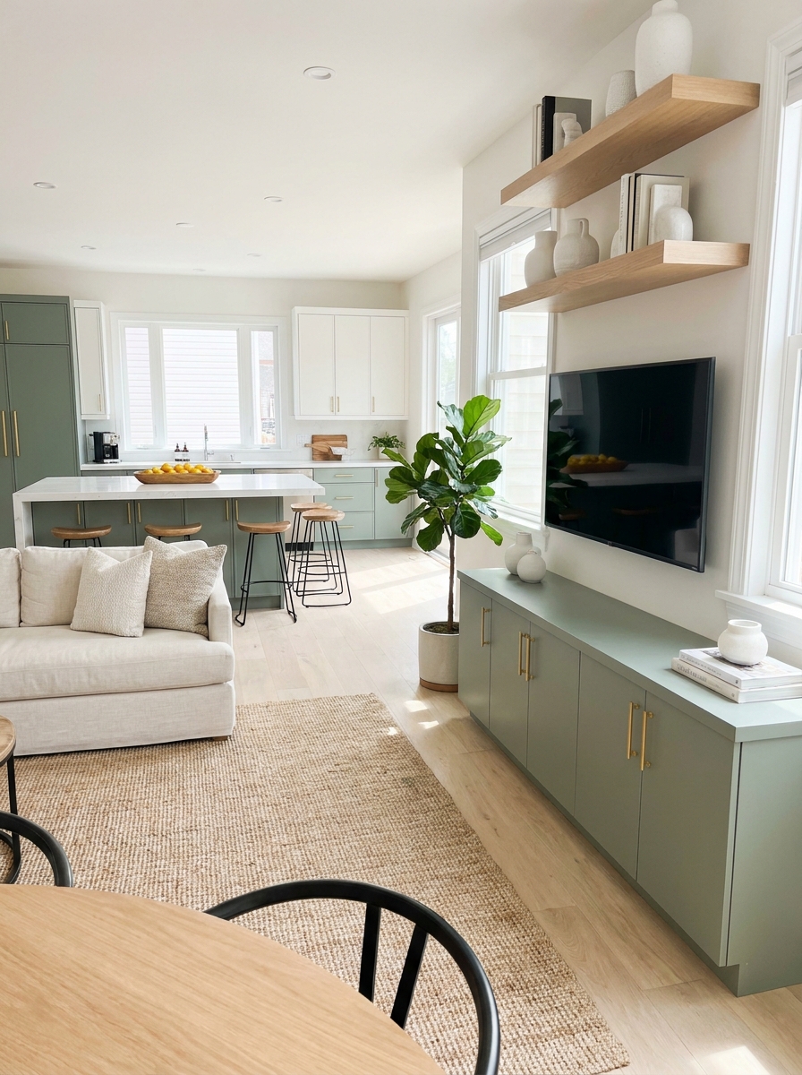 Mirror Your Kitchen's Cabinet Style in Living Room Storage
