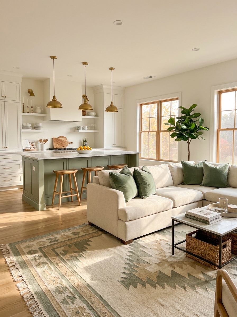 Paint Your Kitchen Island the Same Color as Your Accent Pillows