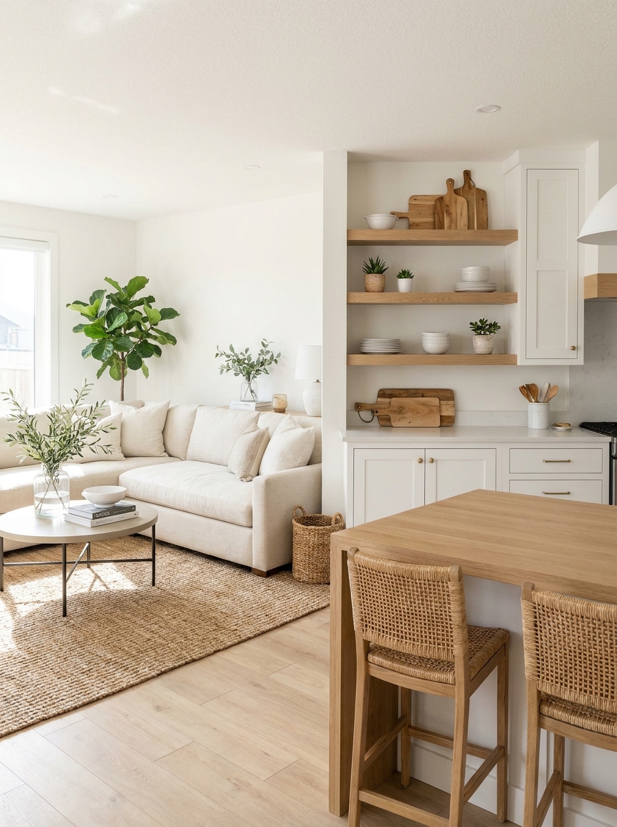 Install Open Shelving That Bridges Both Rooms