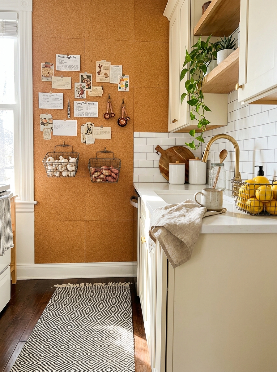 Adhesive Cork Board Storage Wall