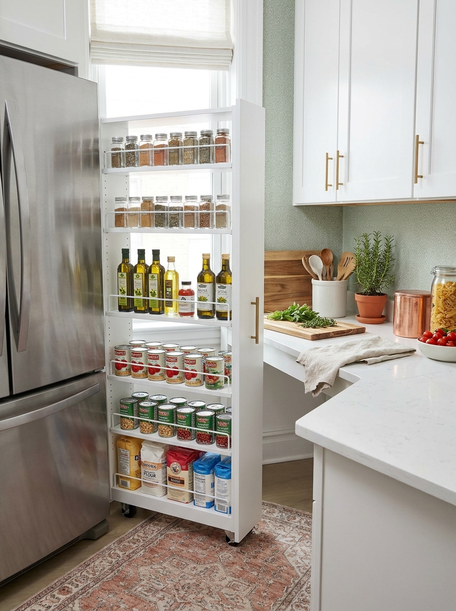 Slide-Out Pantry Between Appliances
