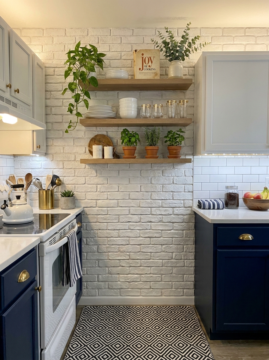 Removable Faux Brick Wallpaper Accent