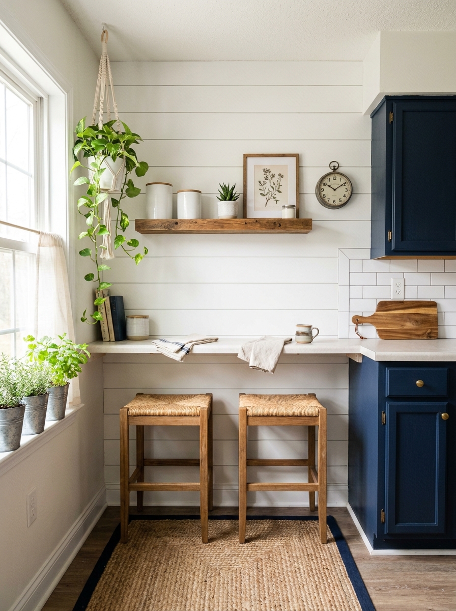 Faux Shiplap Accent Wall with Peel-and-Stick Planks