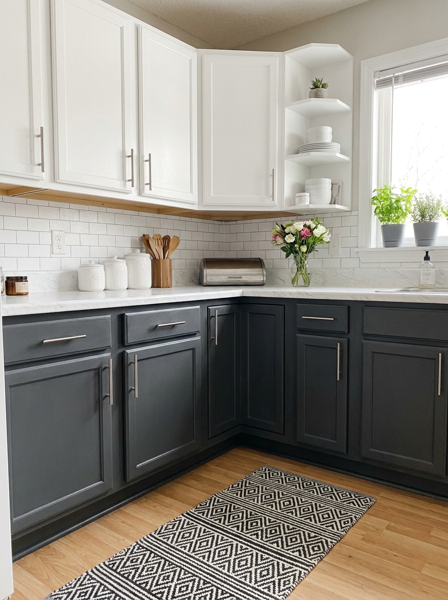 Painted Lower Cabinets (Landlord-Approved)