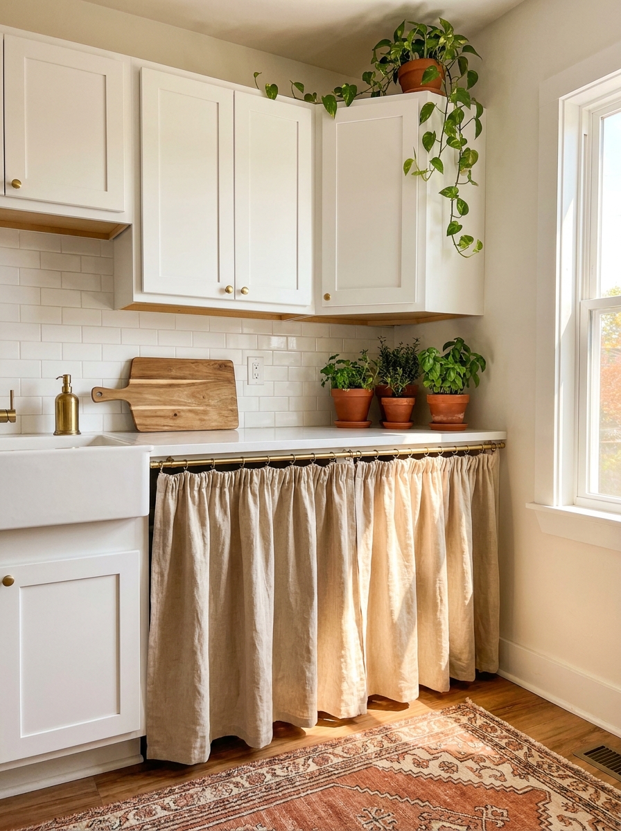 Curtain Instead of Cabinet Doors
