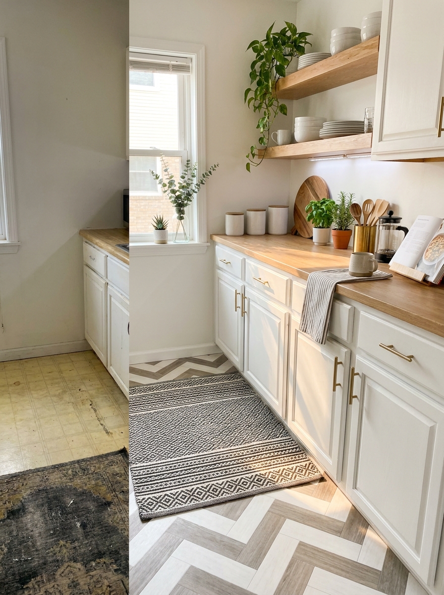 Stick-On Tile for Dated Floors