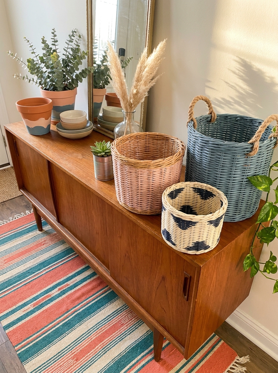 Update Thrift Store Baskets with Paint and Rope