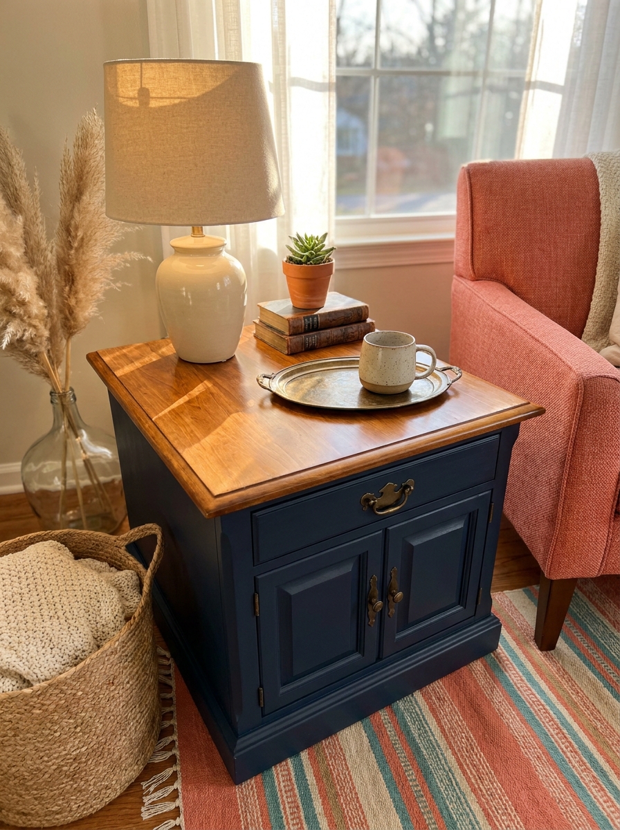 Refinish Thrifted Side Tables with Two-Tone Paint