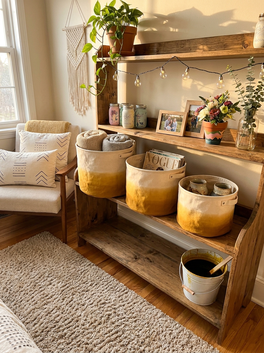 Dip-Dyed Canvas Storage Baskets