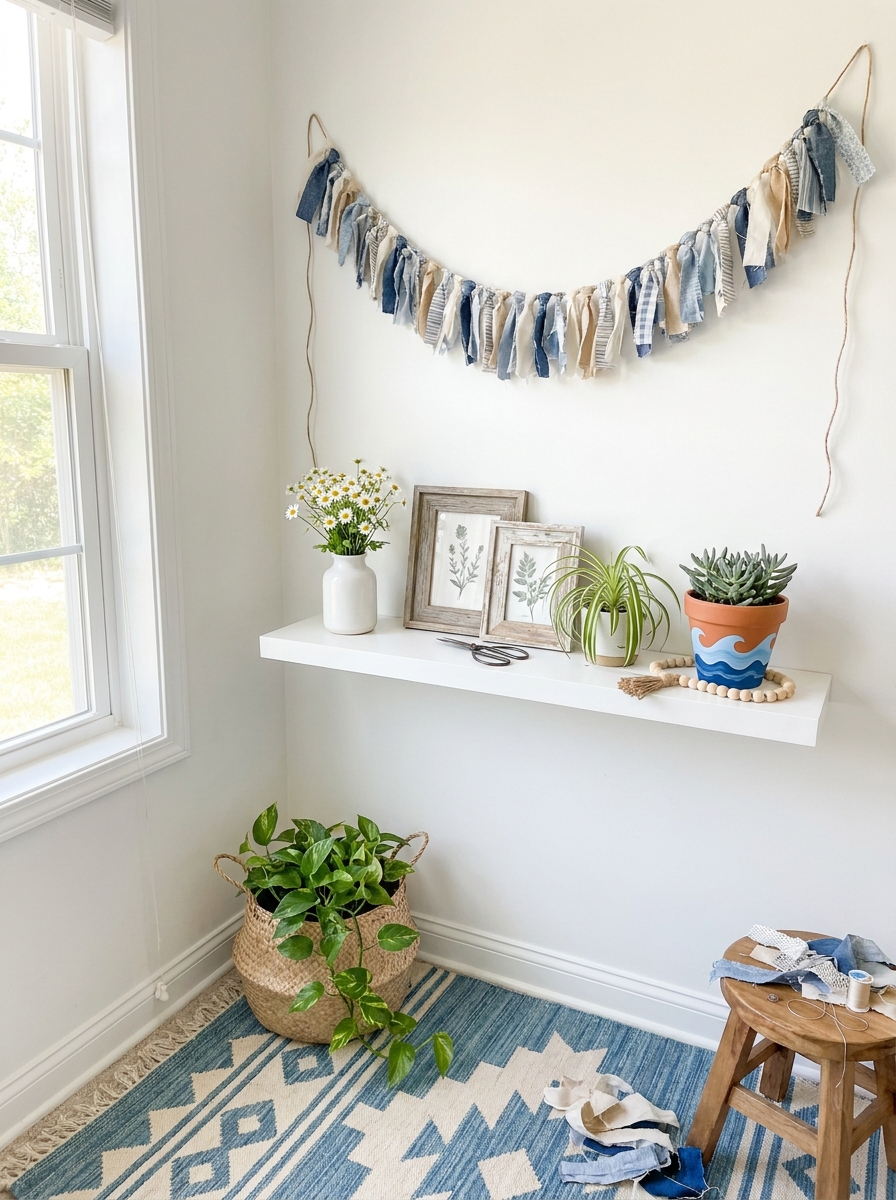 Fabric Scrap Pom Pom Garland