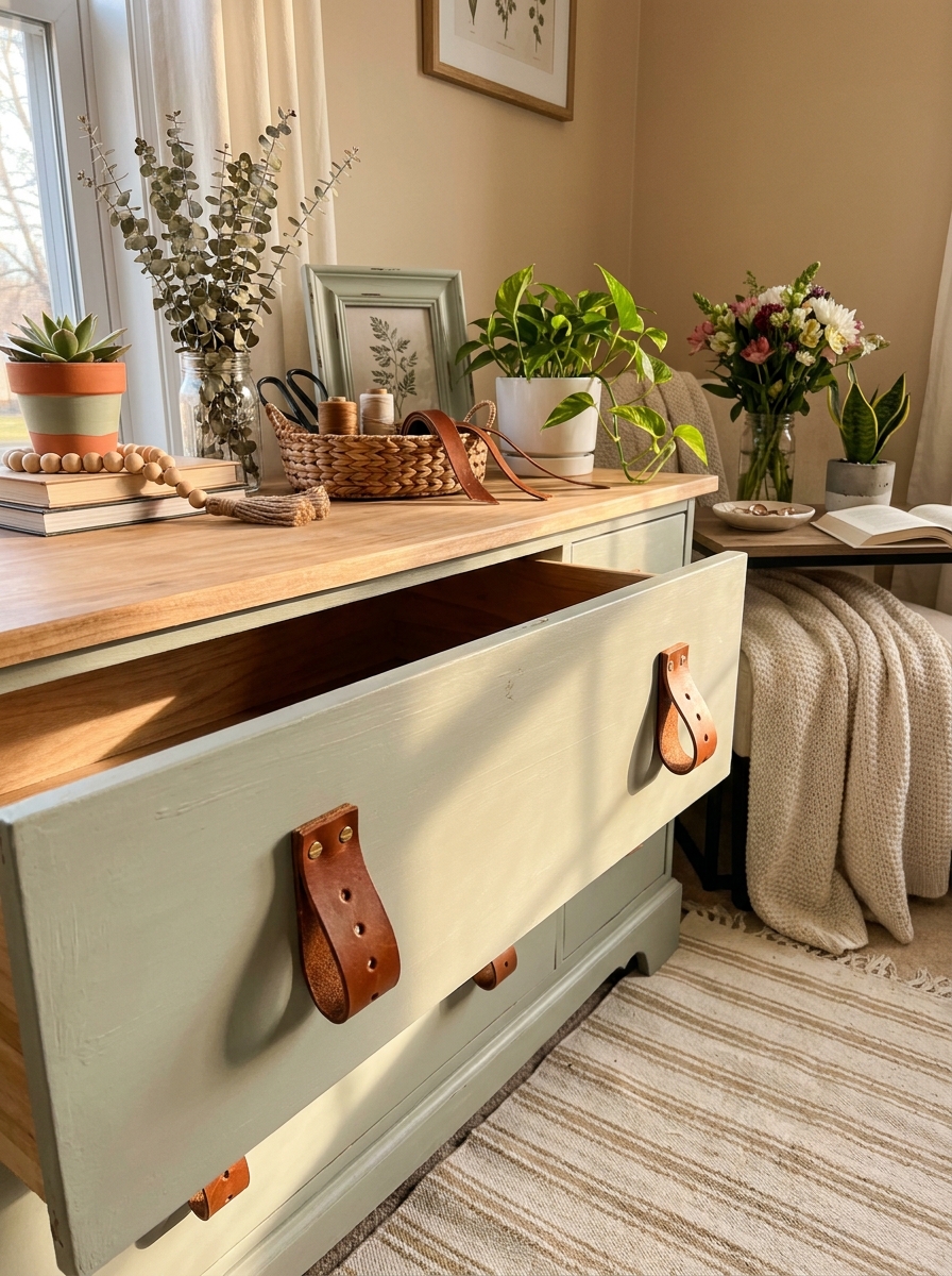 Simple Leather Drawer Pulls Upgrade