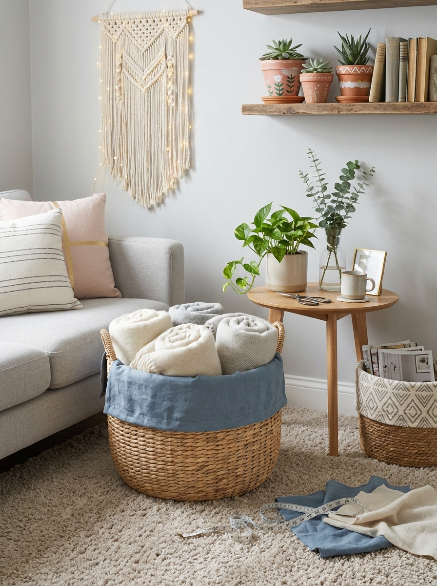 Fabric-Lined Woven Basket Upgrade