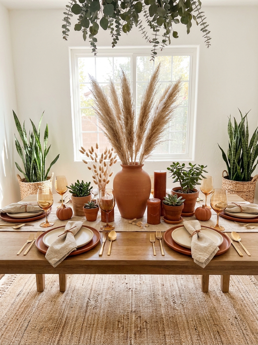 Bohemian Pampas and Terra Cotta Desert-Inspired Table