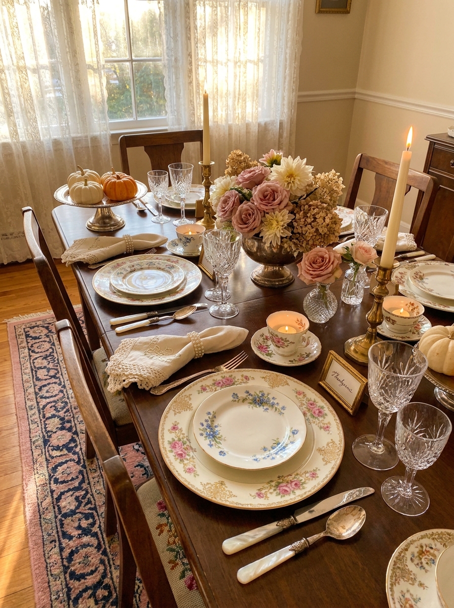 Vintage China Mix-and-Match Grandmillennial Table
