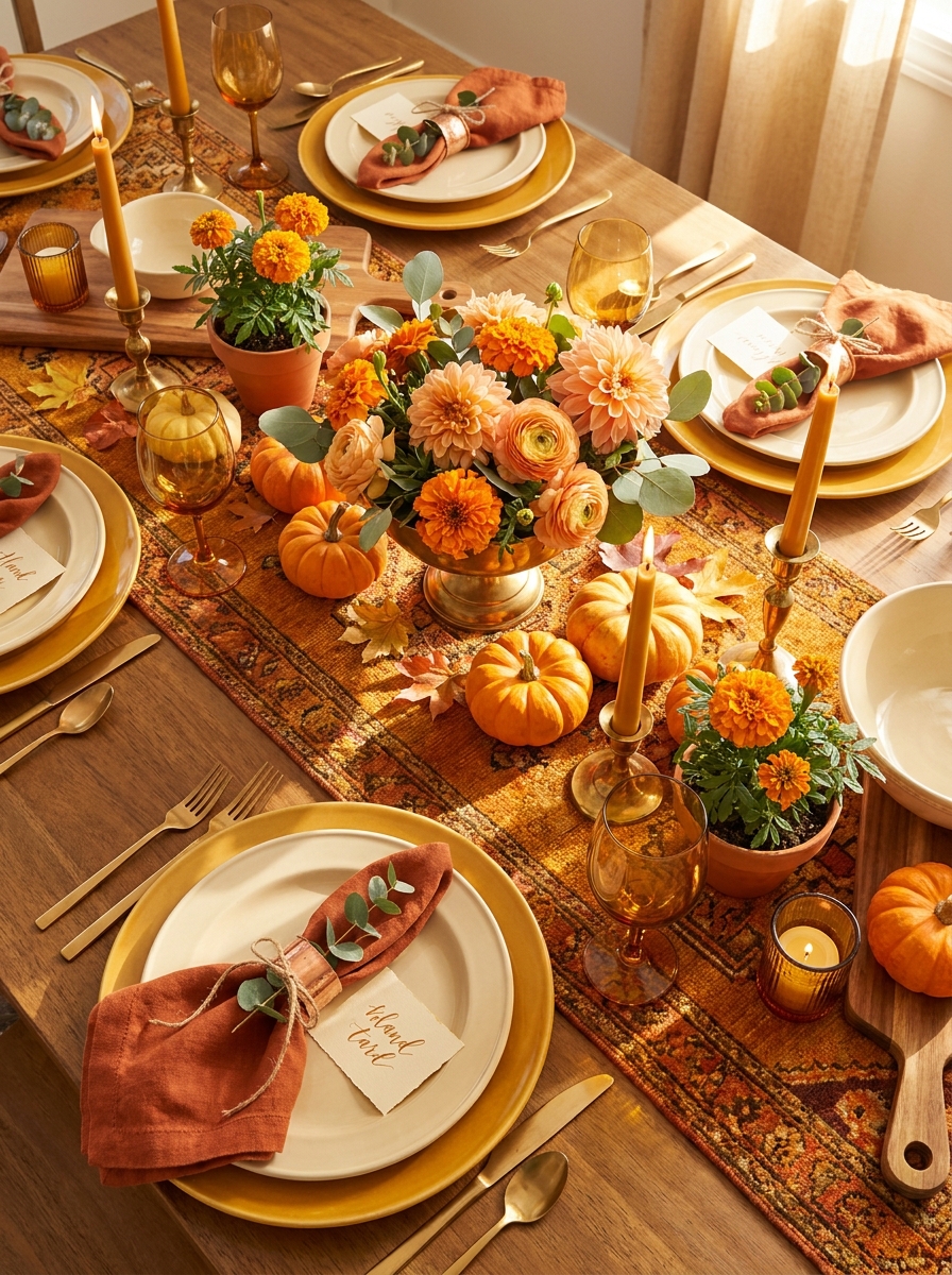 Sunset Orange and Marigold Warm Glow Table
