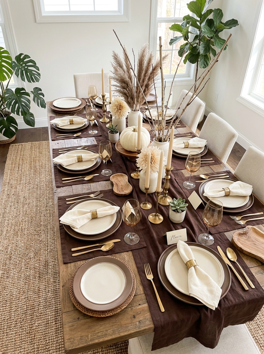Chocolate Brown and Cream Sophisticated Neutral Table