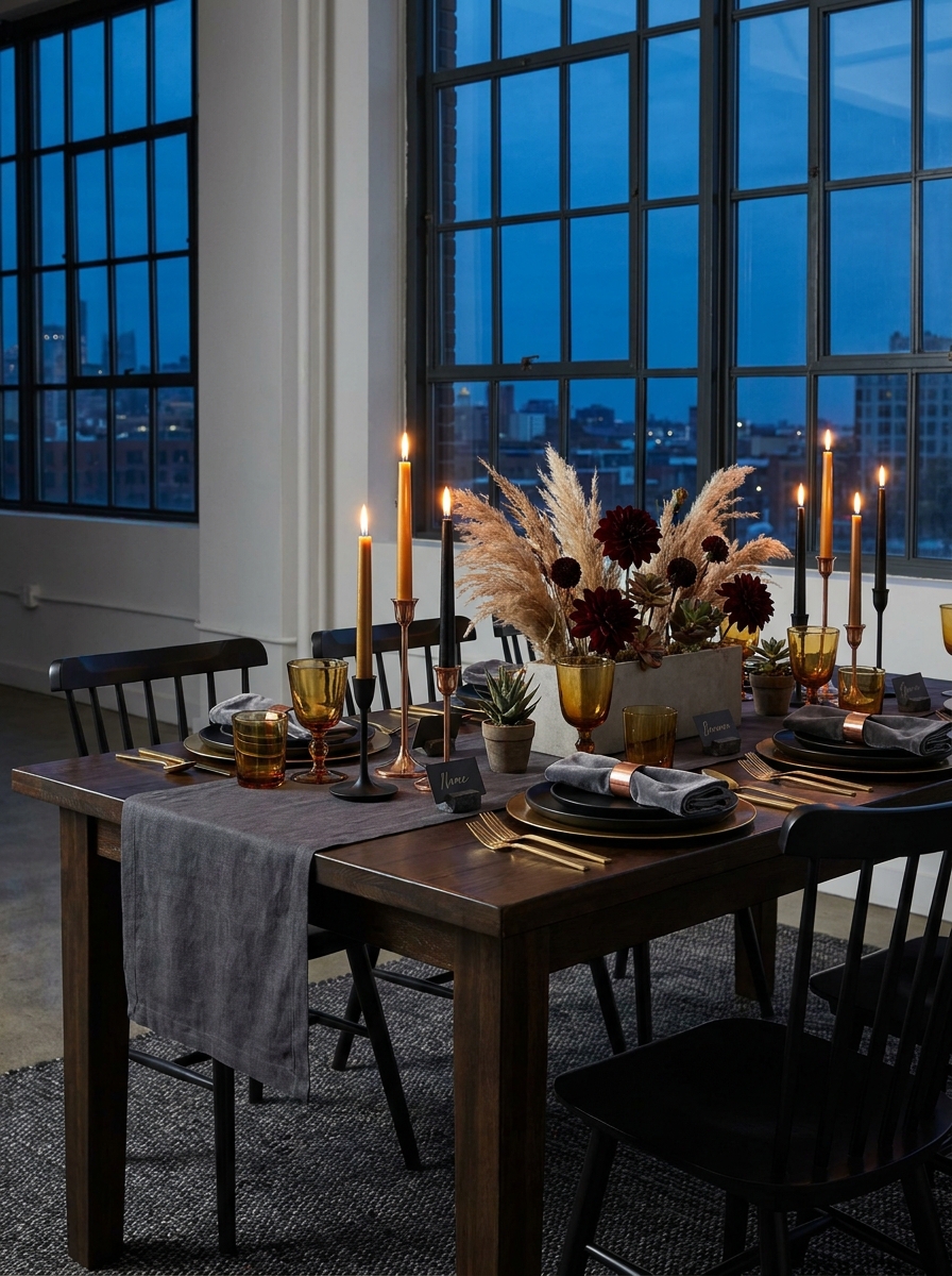 Stormy Gray and Amber Moody Modern Industrial Table
