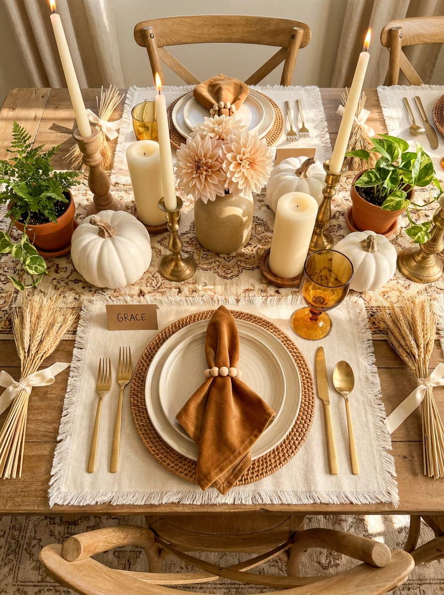 Buttercream and Caramel Soft Tonal Cozy Table