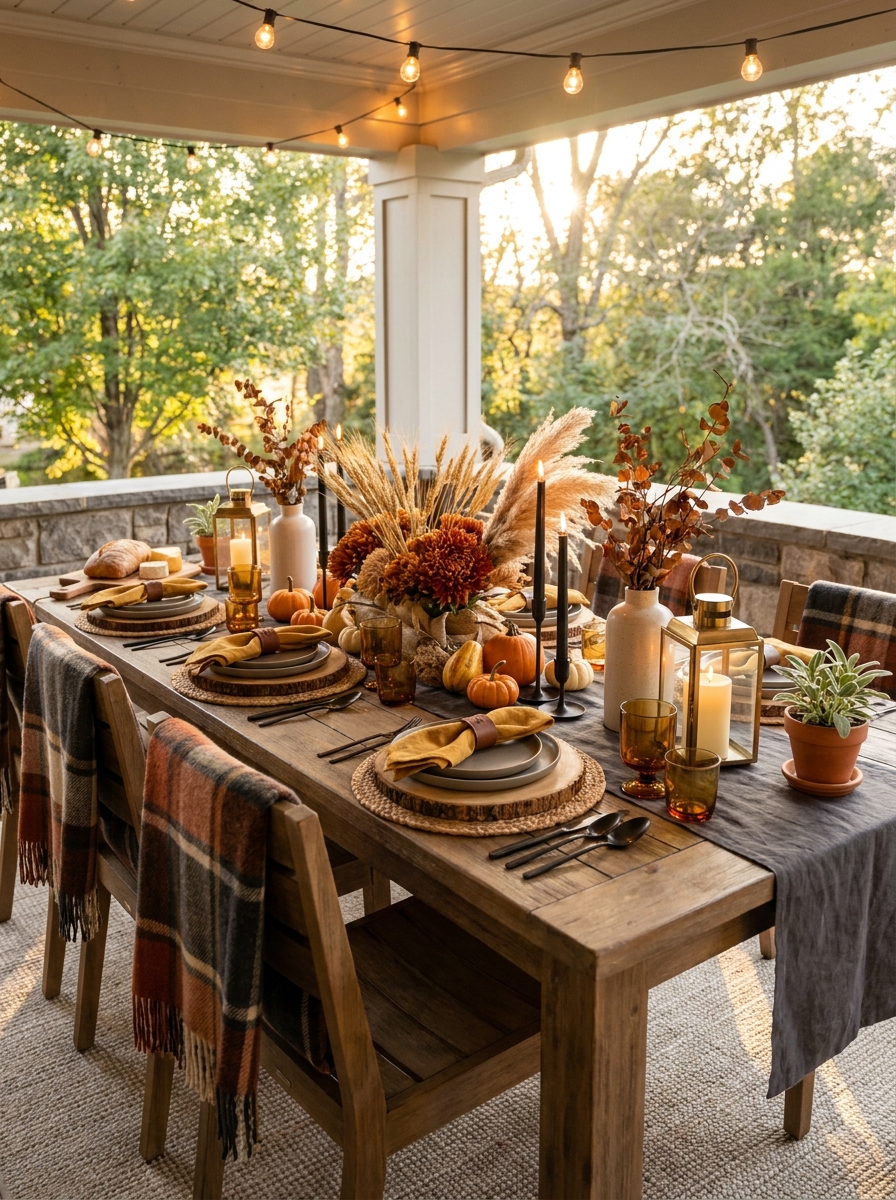 Outdoor Patio Thanksgiving with Mustard and Charcoal