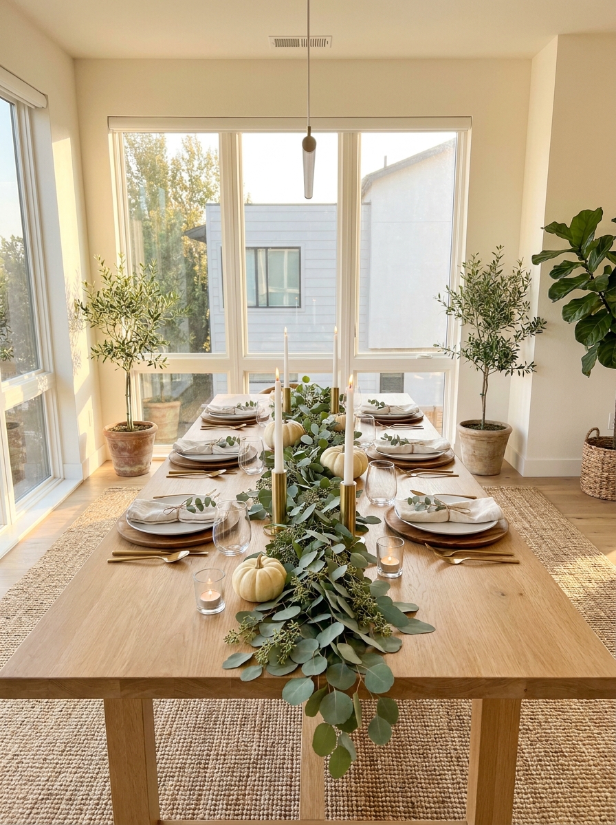 Natural Wood and Eucalyptus Modern Organic Setting