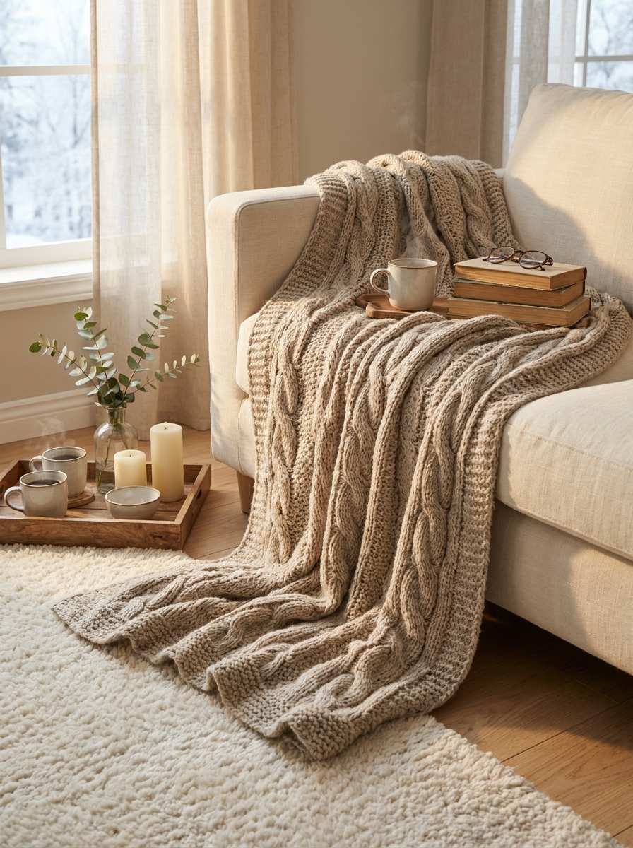 Layer Chunky Knit Blankets Everywhere