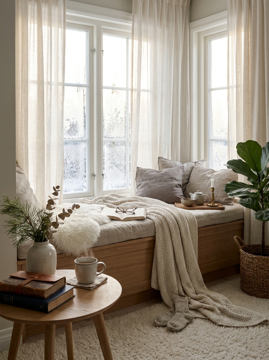 Hang Sheer Curtains to Soften Winter Light