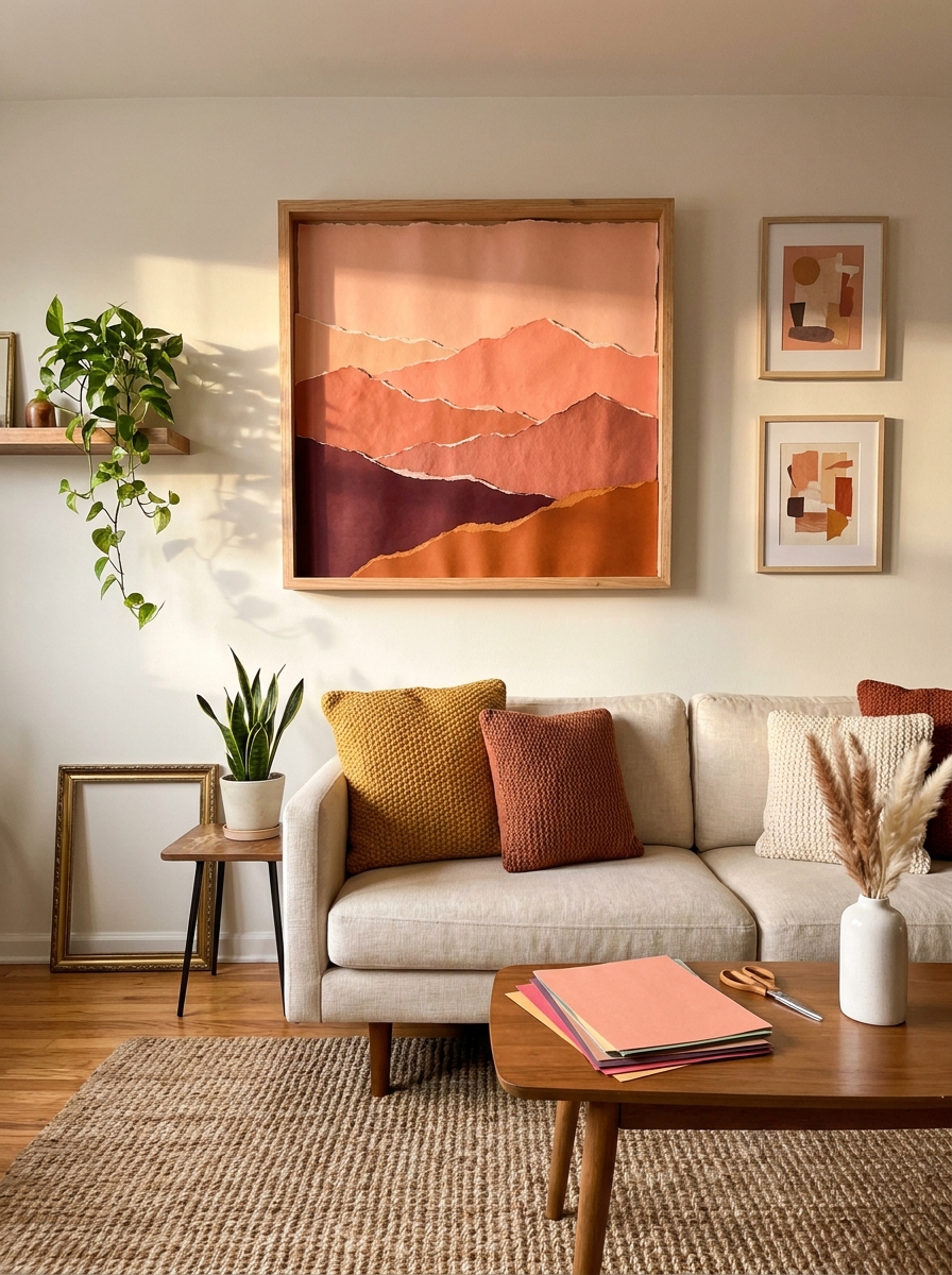 Torn Paper Landscape in Shadow Box
