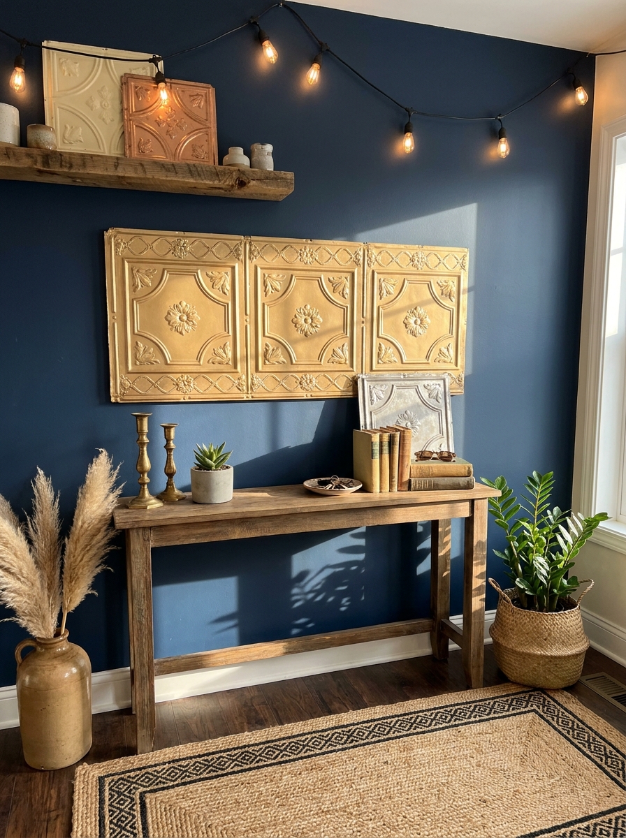 Tin Ceiling Tile Painted Wall Panel