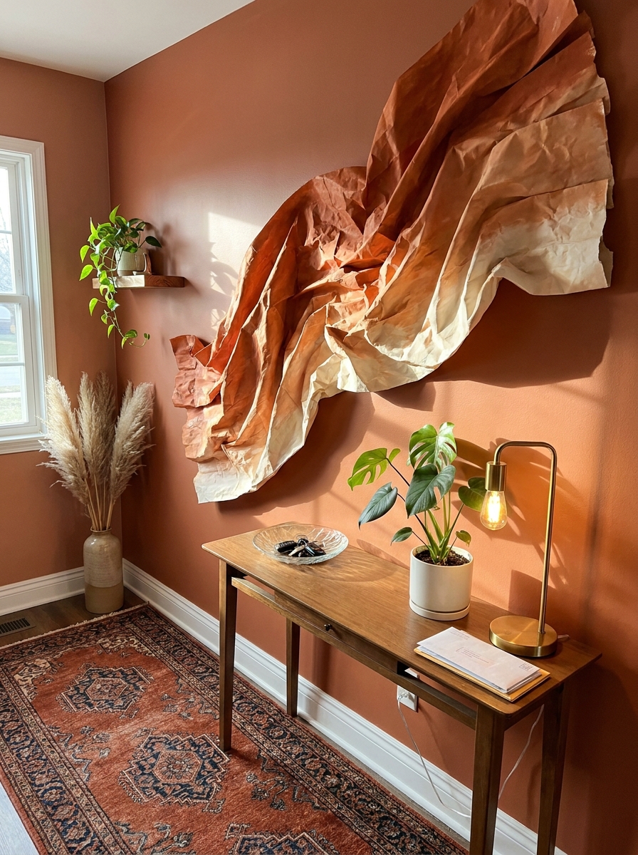 Painted Paper Bag Wall Sculpture