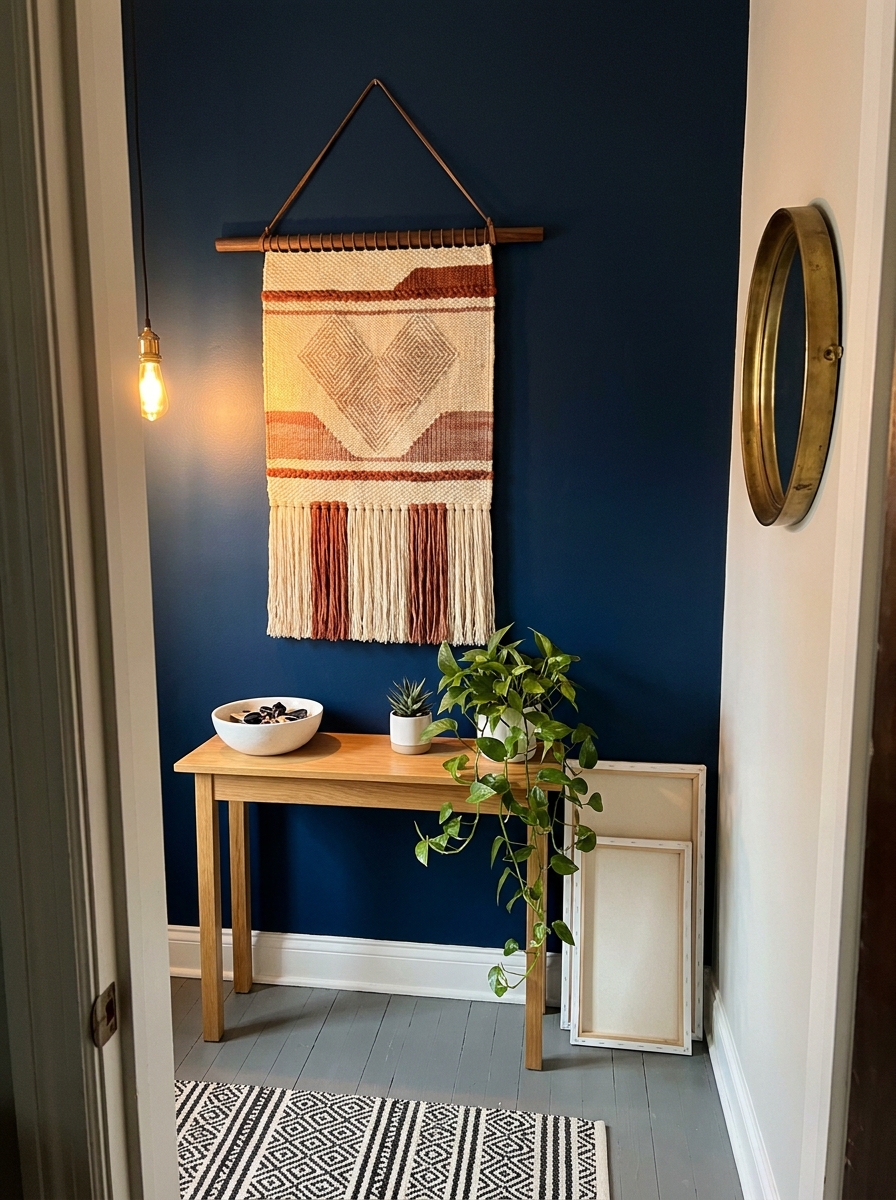 Fabric Wall Hanging with Wooden Dowel