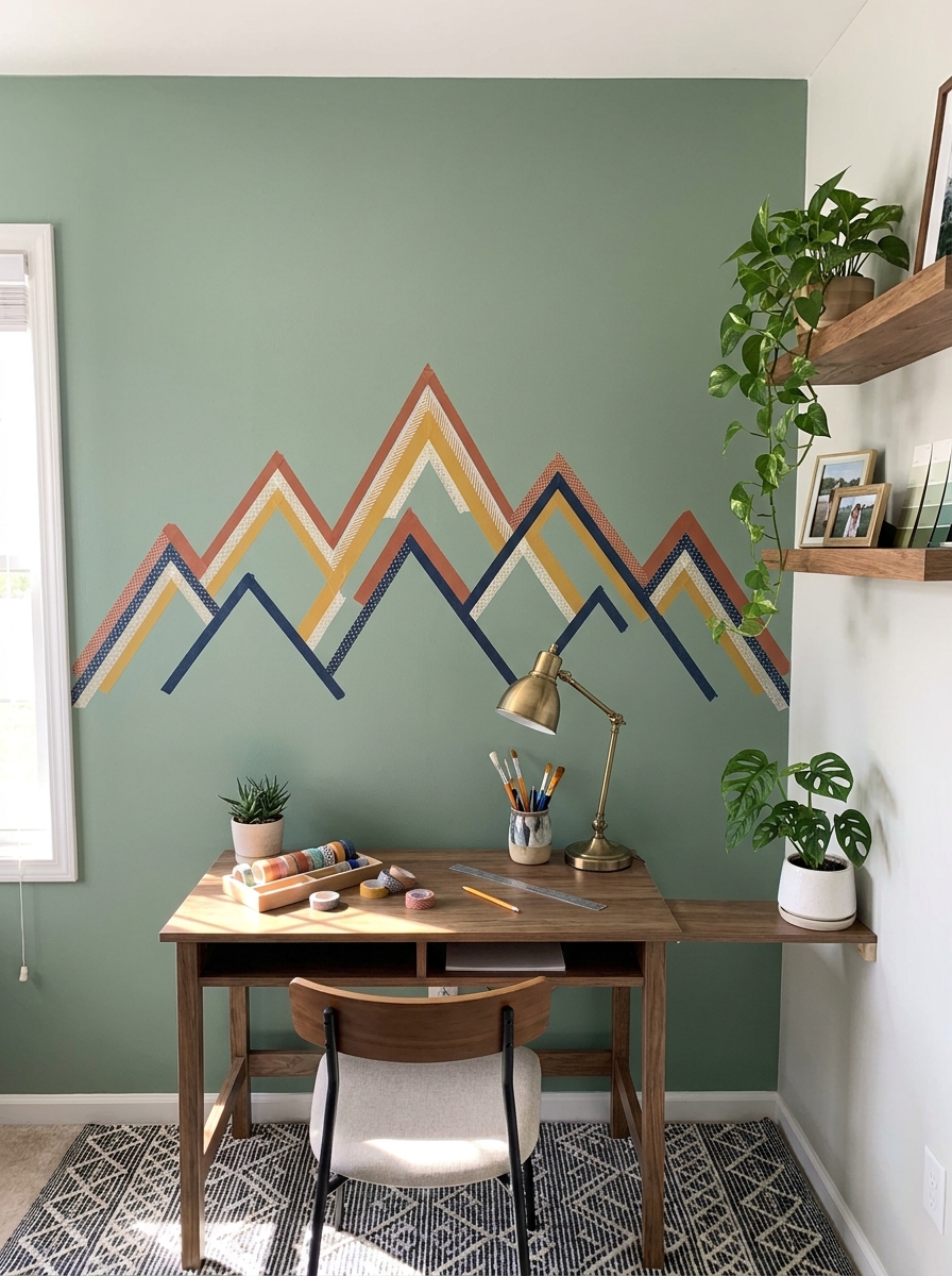 Washi Tape Geometric Wall Design