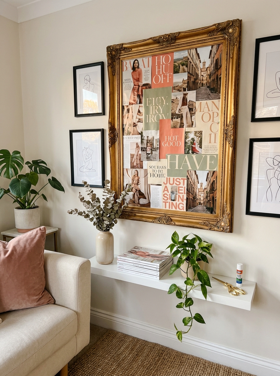 Magazine Collage in Vintage Frame