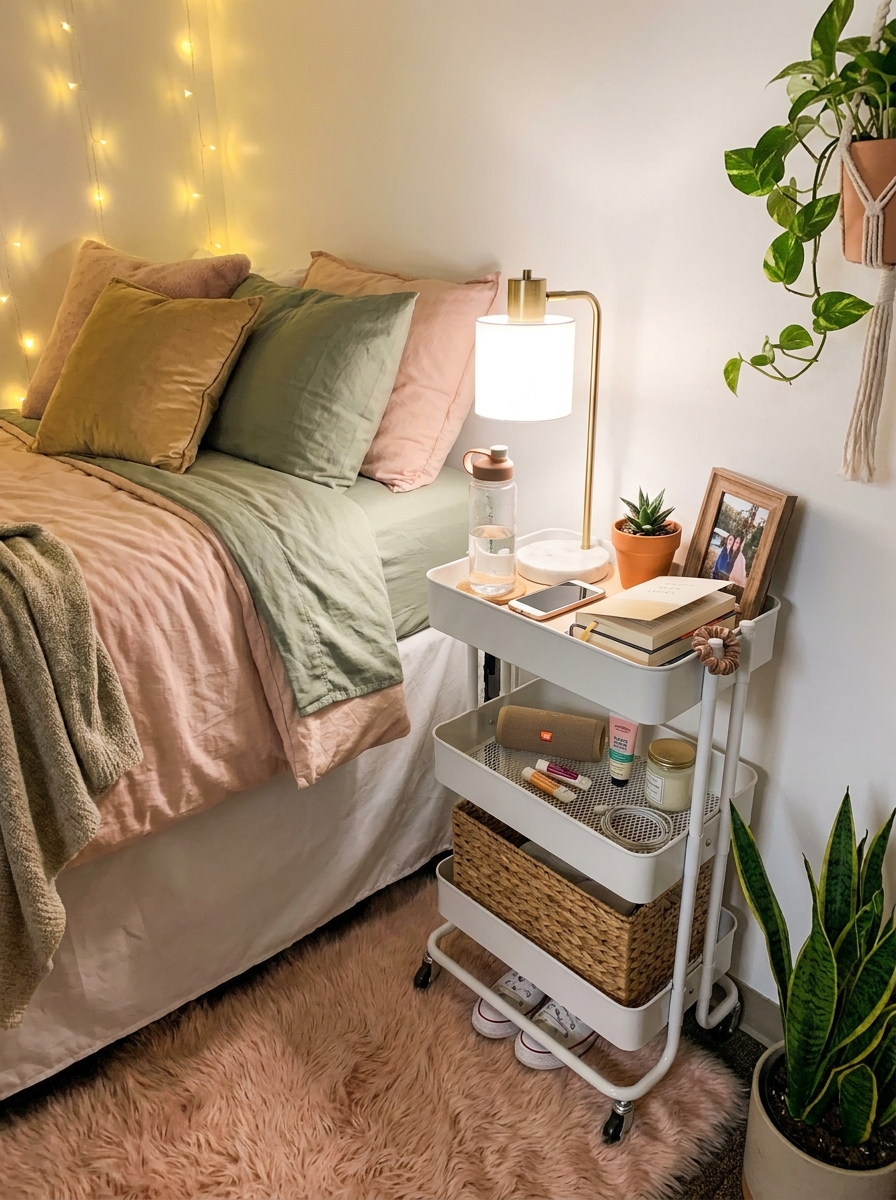 Rolling Cart Nightstand Alternative