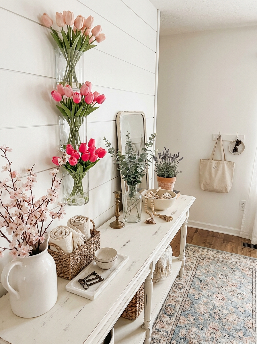 Hanging Wall Vase Vertical Spring Display