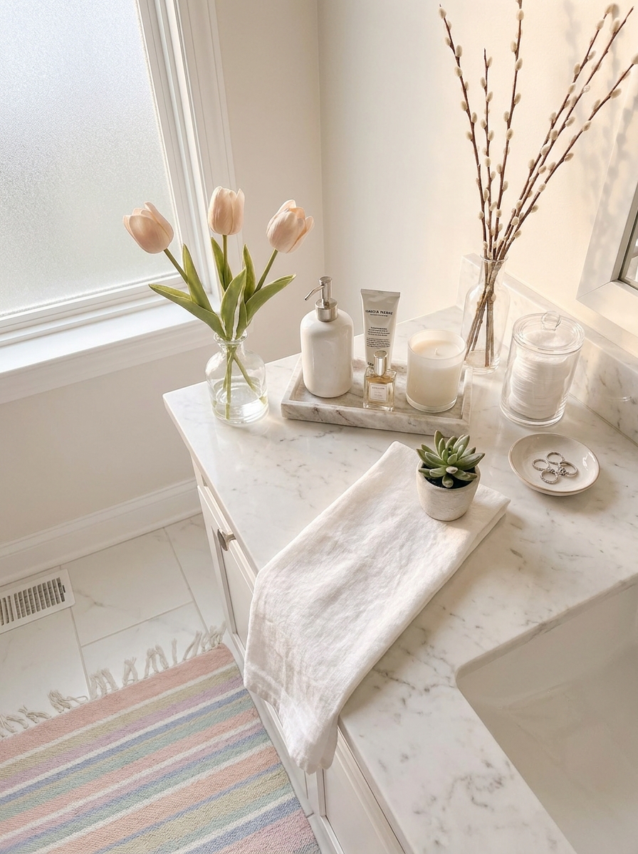 Bathroom Counter Spa-Inspired Tulip Vignette