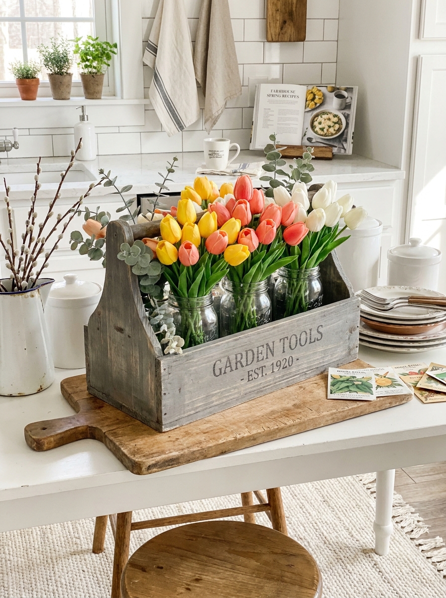 Vintage Toolbox Portable Tulip Garden